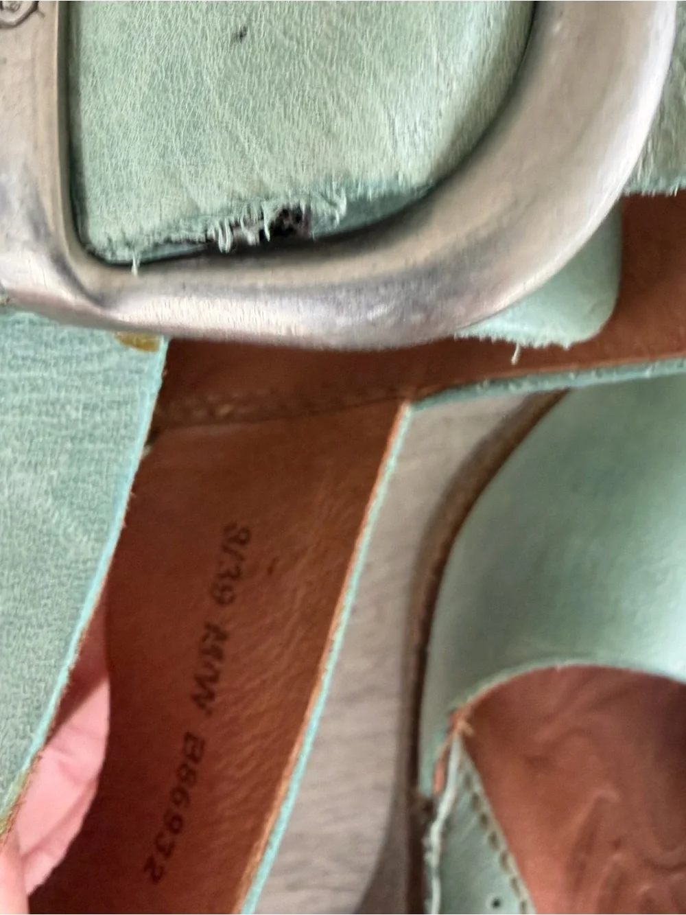 Born teal Wedge leather Sandals Basket weave heel women’s 8 Teal Blue Boho Beach